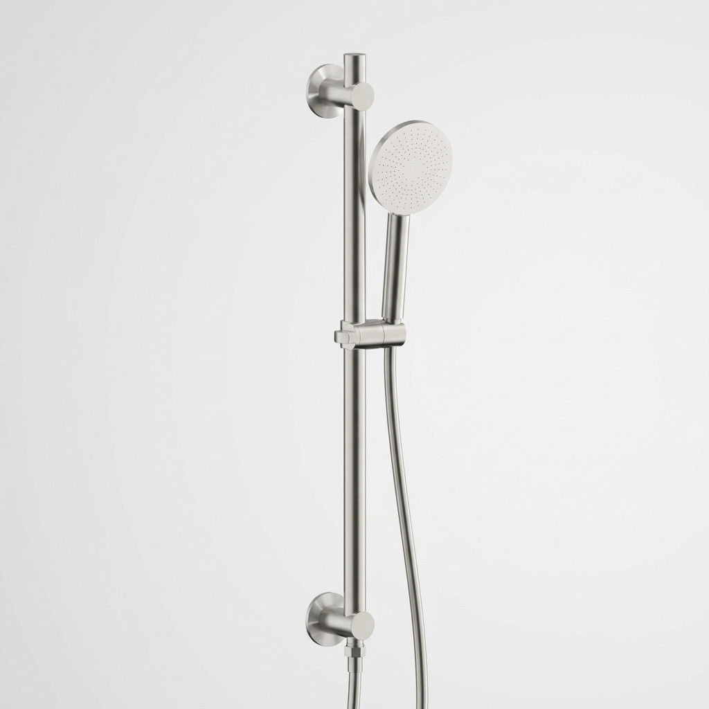 Aquanello Eterna Conjunto de barra deslizante em aço inoxidável com alimentação de água e chuveiro de mão redondo ET-S-SET15-2-02